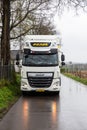 Mheer, Limburg, The Netherlands - A DAF heavy truc standing on a countryroad in the rain