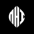 MHI circle letter logo design with circle and ellipse shape. MHI ellipse letters with typographic style. The three initials form a Royalty Free Stock Photo