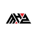MHZ triangle letter logo design with triangle shape. MHZ triangle logo design monogram. MHZ triangle vector logo template with red Royalty Free Stock Photo