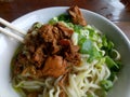 chicken noodles are one of the favorite foods of the Indonesian people. the most sought after food when going home during Eid.