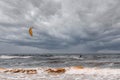 MiÃâ¢dzyzdroje, Poland - June 2018: Kitesurfing in stormy seas