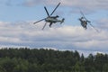 MI-24 Helicopter on Air During Aviation Sport Event Dedicated to the 80th Anniversary of DOSAAF Foundation Royalty Free Stock Photo