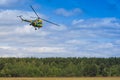 MI-2 Helicopter on Air During Aviation Sport Event Dedicated to the 80th Anniversary of DOSAAF Royalty Free Stock Photo