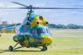 MI-2 Helicopter on Air During Aviation Sport Event Dedicated to the 80th Anniversary of DOSAAF Royalty Free Stock Photo