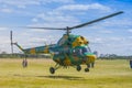 MI-2 Helicopter on Air During Aviation Sport Event Dedicated to the 80th Anniversary of DOSAAF Royalty Free Stock Photo