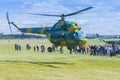 MI-2 Helicopter on Air During Aviation Sport Event Royalty Free Stock Photo