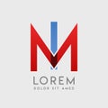 MI logo letters with blue and red gradation