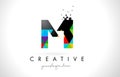 MI M I Letter Logo with Colorful Triangles Texture Design Vector