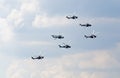 Mi-28N helicopters from Berkuty display team Royalty Free Stock Photo