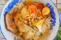 ( Mi Quang) noodle with meat, vegetable, fish, chicken and spices