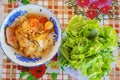 ( Mi Quang) noodle with meat, vegetable, fish, chicken and spices