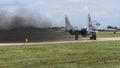 MiÃâsk Mazowiecki, Poland - August 14, 2014: Polish Air Force MiG-29 fighter jet at EPMM military airport Royalty Free Stock Photo