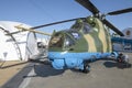 Mi-24 is a Soviet Russian attack helicopter close-up Royalty Free Stock Photo