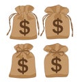 Money bag brown doller abstect on white background Royalty Free Stock Photo