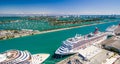 Miami aerial skyline with port and cruise ships, Florida - USA Royalty Free Stock Photo
