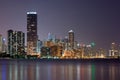 Miami Bayfront Skyline at Night Royalty Free Stock Photo