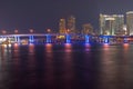 Miami Bayfront Skyline and Port at Night Royalty Free Stock Photo