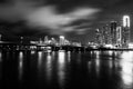 Miami. Bayside Miami Downtown MacArthur Causeway from Venetian Causeway. Royalty Free Stock Photo