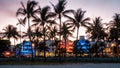 Miami Beach, colorful Art Deco District at night Miami Florida