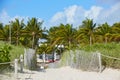 Miami Beach entrance with palm trees Florida US Royalty Free Stock Photo