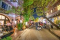 MIAMI BEACH - FEBRUARY 2016: Espanola Way with tourists at night