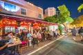 MIAMI BEACH - FEBRUARY 28, 2016: Espanola Way with tourists at night