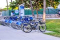 Miami Beach, FL - February 25, 2016: Bike rental station along Ocean Drive Royalty Free Stock Photo