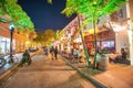 MIAMI BEACH, FL - FEBRUARY 28, 2016: Espanola Way with tourists at night