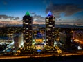 Aerial photo Blue and Green Diamond Miami Beach residential condominium buildings