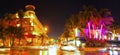 Miami Beach Florida, colorful night summer scene