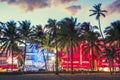 Miami Beach, Florida hotels and restaurants at sunset on Ocean D Royalty Free Stock Photo