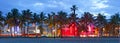 Miami Beach, Florida hotels and restaurants at sunset