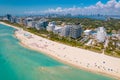 Miami Beach Florida. Panorama of Miami South Beach City FL. Atlantic Ocean. Summer vacations. Beautiful View on Residential house Royalty Free Stock Photo