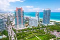 Miami. Miami Beach Florida. Panorama of South Miami Beach FL. Atlantic Ocean. Beautiful seascape Royalty Free Stock Photo