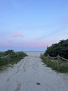 Miami Beach, Florida pink sunset and walkway