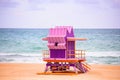 Miami Beach, Florida, sunrise and life guard tower. Royalty Free Stock Photo