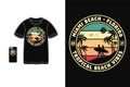 Miami beach Florida t shirt design silhouette retro vintage style Royalty Free Stock Photo