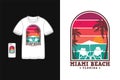 Miami beach Florida t shirt design silhouette retro vintage style Royalty Free Stock Photo