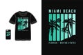 Miami beach florida t shirt merchandise silhouette style Royalty Free Stock Photo