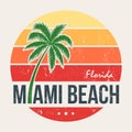 Miami beach Florida tee print with palm tree. Royalty Free Stock Photo
