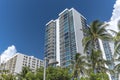 Miami Beach, Florida, USA - Apartment buildings along Collins Avenue in Mid-Beach Royalty Free Stock Photo