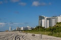 Miami Beach, Florida, USA - Morning view of luxury condominiums and hotels along the beach Royalty Free Stock Photo