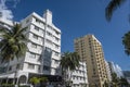 Miami Beach, Florida, USA - Red South Beach Hotel and other buildings along Collins Avenue Royalty Free Stock Photo