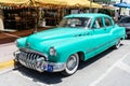 Miami Beach, Florida USA - June 5, 2024: blue 1950 Buick Roadmaster . Classic retro Buick Roadmaster at miami beach.