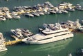Miami Beach, Florida USA - March 23, 2021: luxury boats in yacht harbor on summer Royalty Free Stock Photo