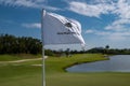 Miami Beach, Florida, USA - May 9, 2020: Miami beach golf club flag. Golf course landscape. The famous golf club Royalty Free Stock Photo