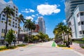 Miami Beach, Florida, USA - May 2, 2020: Miami Beach street. USA day time urban concept. Beautiful city. America mood