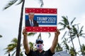 Miami Beach, Florida, USA - May 10, 2020: Trump banner. Election banner Vote 2020 with Patriotic Stars. Trump 2020, Keep