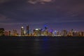 Miami Beach, Florida, USA. Night view from on Biscayne Bay. Night in the beautiful city of Miami. Royalty Free Stock Photo