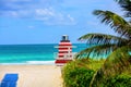 Miami Beach, Florida, USA sunrise and life guard tower. Royalty Free Stock Photo